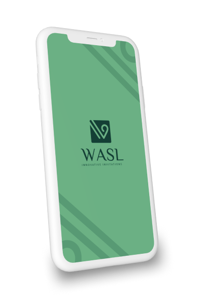 نموذج دعوة إلكترونية معروضة على هاتف ذكي - منصة WASL